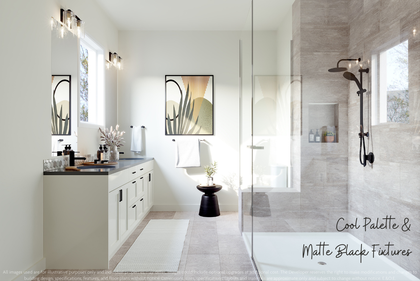 Lakeside Estates ensuite rendered in the cool palette