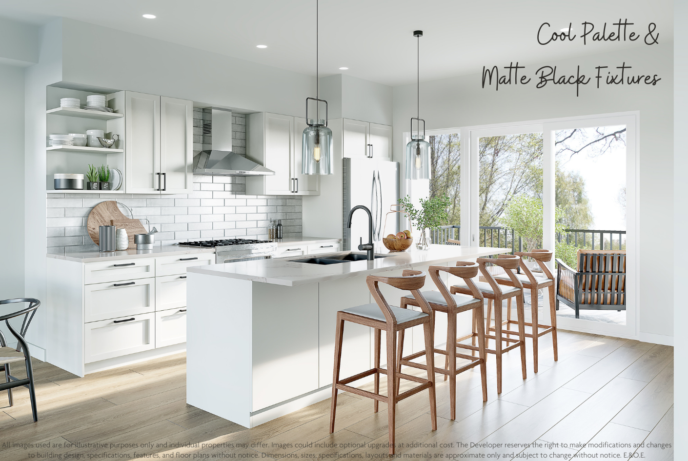 Lakeside Estates Kitchen in cool palette Render