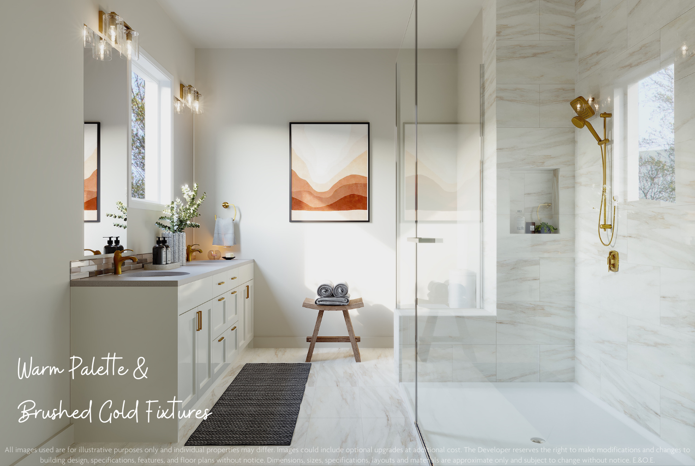 Lakeside Estates ensuite rendered in the warm palette